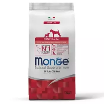 Сухой корм Monge Dog Mini Starter для щенков мелких пород, 1,5 кг.