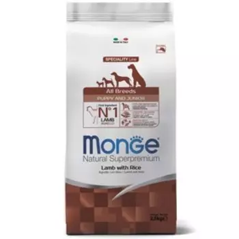 Сухой корм Monge Dog Speciality Puppy&amp;Junior для щенков, ягненок/рис/картофель, 2,5 кг.