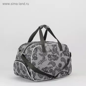 Сумка дорожная на молнии, 2 наружных кармана, длинный ремень, цвет серый