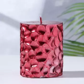 Свеча - цилиндр "ICEBERG", 8х6,5 см, красная УЦЕНКА