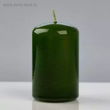 Свеча - цилиндр лакированная, 5×8 см, зелёная