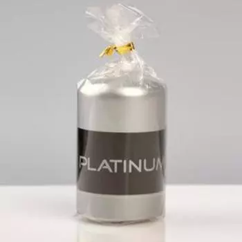 Свеча - цилиндр лакированная, "Platinum", 5×8 см, серебряный металлик