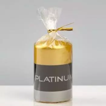 Свеча - цилиндр лакированная, "Platinum", 5×8 см, золотой металлик