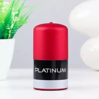 Свеча - цилиндр лакированная, "Platinum", 6×11,5 см, красный матовый металлик