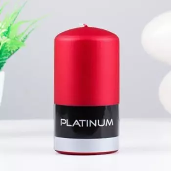 Свеча - цилиндр лакированная, "Platinum" 7×13 см, красный матовый металлик
