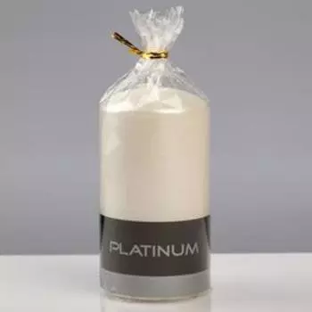 Свеча - цилиндр лакированная, "Platinum", 7×13 см, жемчужный металлик