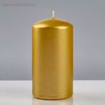 Свеча - цилиндр лакированная, "Platinum", 7×13 см, золотой металлик