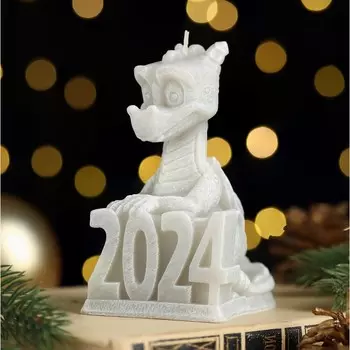 Свеча декоративная "Дракон 2024", 8,1х6,3х10,5 см, рустик