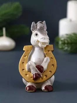 Свеча фигурная "Лошадка с подковой" 5,5х6х9 см, цв. серебро