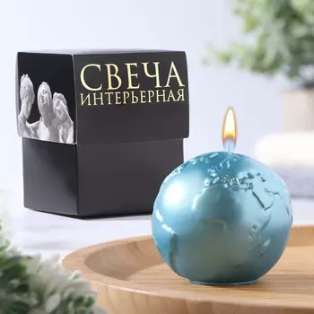 Свеча фигурная "Шар. Планета", 6х5,5 см, бирюзовый, в коробке