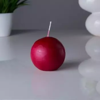 Свеча-шар, 8 см, 12 ч, 240 г, бордовый