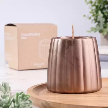 Свеча в подсвечнике из гипса с гладкими гранями, Sima Home, 9.59 см, серо-коричневый
