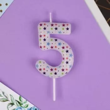 Свеча для торта, цифра «5», 5,5 х 8 см.