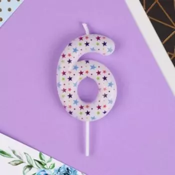 Свеча для торта, цифра «6», 5,5 х 8 см.