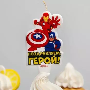 Свеча для торта «Поздравляем герой», Мстители