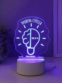 Светильник 3D RISALUX «Уровень стресса 99.9%», LED-ночник, RGB, от сети, 9.512.814.9 см