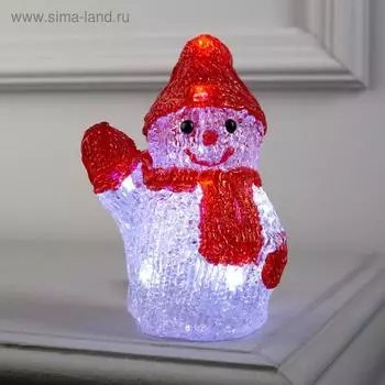 Светодиодная фигура «Приветливый снеговичок» 7 15 7 см, акрил, 8 LED, батарейки ААх2 (не в комплекте), свечение белое