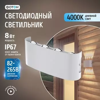 Светодиодный светильник накладной «ФОТОН» SLO- 8W4000K-W, белый