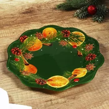 Тарелка плоская новогодняя «Апельсины», d=23 см