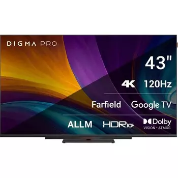 Телевизор Digma Pro 43C, 43", 38402160, DVB-T2/C/S2, HDMI3, USB2, Smart TV, чёрный