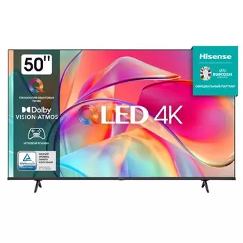 Телевизор Hisense 50E7KQ, 50", 3840x2160, DVB-T2/C/S2, HDMI 3, USB 2, Smart TV, чёрный