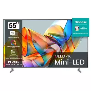 Телевизор HISENSE 55U6KQ, 55", 3840x2160,DVB-T2/C/S2,HDMI 3,USB 2,m-LED,Smart TV,черный