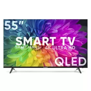 Телевизор Soundmax SM-QLED55T2SU, 55", 3840x2160, DVB/T2/C/S2,HDMI 2,USB 2, SmartTV, чёрный