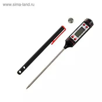 Термометр (термощуп) кухонный JR-1, электронный, на батарейках, с чехлом, чёрный