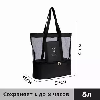 Термосумка на молнии 8 л, цвет чёрный