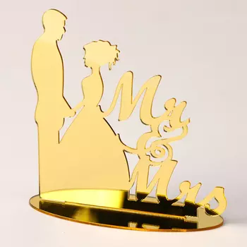 Топпер для торта «Mr&Mrs», золотой