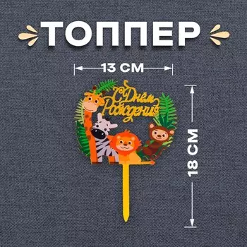 Топпер для торта «С днём рождения»