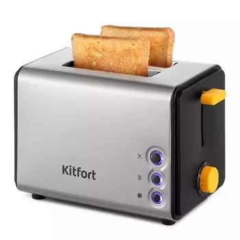 Тостер Kitfort КТ-6203, 850 Вт, 5 режимов прожарки, 2 тоста, металлик