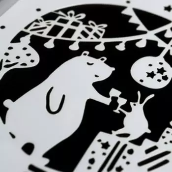 Трафарет пластик "Заяц и медведь - вечеринка" МИКС 17,8х10,4 см