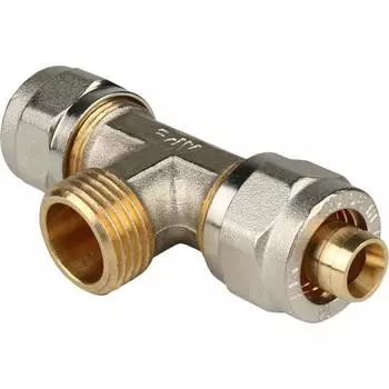 Тройник STOUT SFS-0011-001216, 1/2"х16 мм, наружная резьба, для металлопласт. труб, винтовой