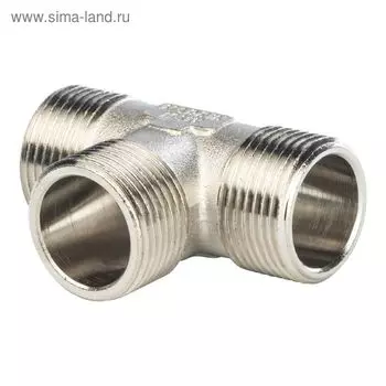 Тройник STOUT SFT-0018-000111, 1" x 1" x 1", наружная/наружная резьба, никелированная латунь