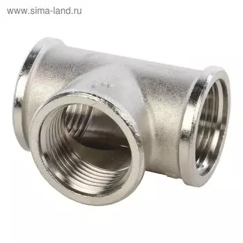 Тройник STOUT SFT-0020-000001, 1", внутренняя/внутренняя резьба, никелированная латунь