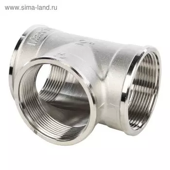 Тройник STOUT SFT-0020-000002, 2", внутренняя/внутренняя резьба, никелированная латунь
