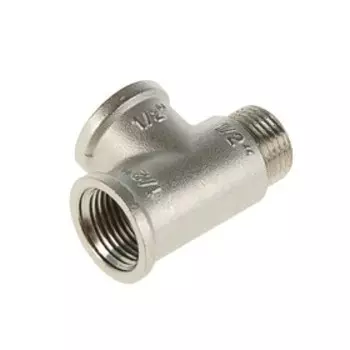 Тройник Valtec, 1/2", внутренняя/внутренняя/наружная резьба, никелированная латунь