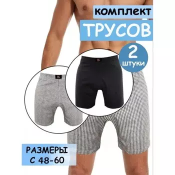Трусы мужские, размер 60, цвет белый, серый, 2 шт