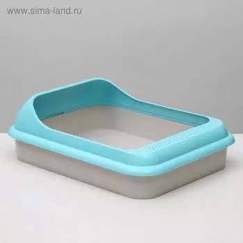 Туалет "Мур-мяу" для кошек, с рамкой 443410 см, голубой