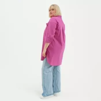 Рубашка женская с воланом MIST plus-size, размер 50, розовая