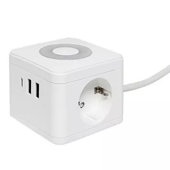 Удлинитель "Куб" 2 гнезда 2USB 2.4А+Type C + Ночник 1.3 метра 1кв.мм EKF UBA-CUB-2-TC