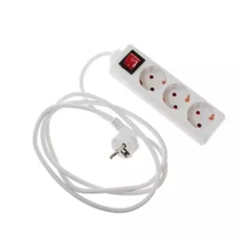Удлинитель Luazon Lighting, 3 розетки, 1,8 м, 10 А, 1300 Вт, 3х0.75 мм2, с з/к, с выкл., Б