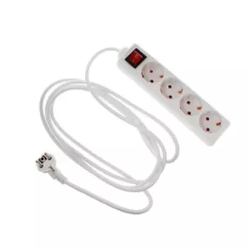 Удлинитель Luazon Lighting, 4 розетки, 3 м, 10 А, 1300 Вт, 3х0.75 мм2, с з/к, с выкл.,