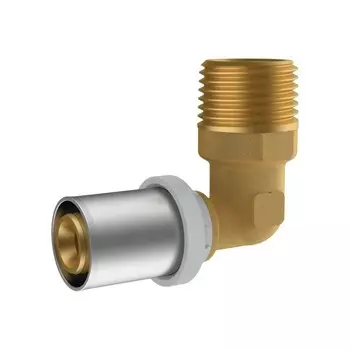 Угольник-пресс RIIFO Omni, 1/2" x 20 мм x 90°, наружная резьба, латунь