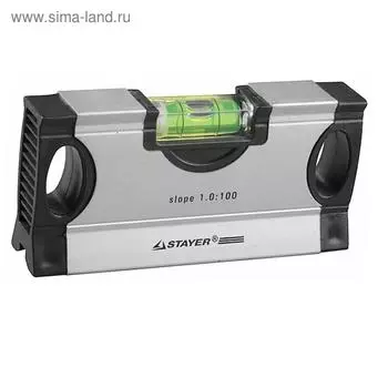 Уровень STAYER MINI 34732-1,0, с фиксированным углом, с уклоном 1:100, 125 мм