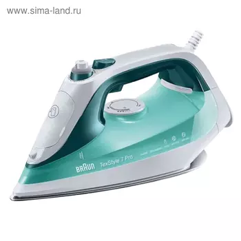 Утюг Braun SI7042, 2400 Вт, 220 г/мин, 0.3 л, алюминиевая подошва 3D Eloxal, зелёный