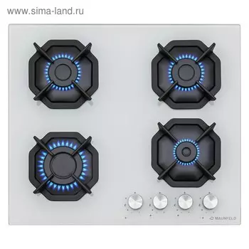 Варочная поверхность Maunfeld EGHG.64.2CW/G, газовая, 4 конфорки, цвет белое стекло