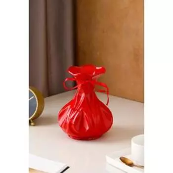 Ваза керамическая "Лотос", настольная, красная, 20 см