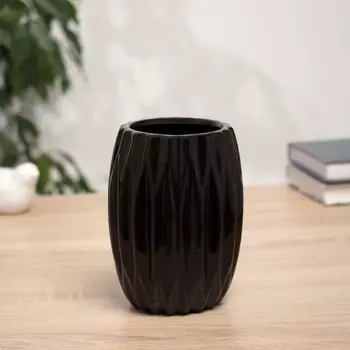 Ваза «Тьяго», грани, d=7 см, 149.5 см, керамика, чёрная